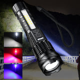 Super Bright 30W 14LED Flashlight White Laser Tactical Torch Lamp for Camping AU - Top-Down View