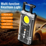 Mini Flashlight Keychain USB Rechargeable Cob Waterproof Portable Led Work Light - Front View