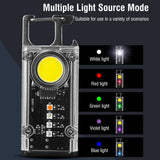 Mini Flashlight Keychain USB Rechargeable Cob Waterproof Portable Led Work Light - Rear View