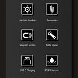 Mini Flashlight Keychain USB Rechargeable Cob Waterproof Portable Led Work Light - Close-Up Angle
