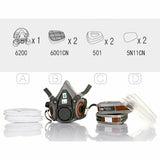 7 IN 1 Gas Mask Full Face Respirator Paint Spray Chemical Facepiece Reusable AU - Front View