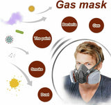 7 IN 1 Gas Mask Full Face Respirator Paint Spray Chemical Facepiece Reusable AU - Low Angle