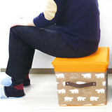 Folding Ottoman Storage Stool Cube Footstool Stool Blanket Box With Cover AU - Side View