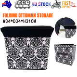 Folding Ottoman Storage Stool Cube Footstool Stool Blanket Box With Cover AU - Front View