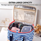 Blue Insulated Picnic Bag Thermal Cooler Portable Lunch Food Tote Carry Storage Bag - Side View