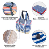 Blue Insulated Picnic Bag Thermal Cooler Portable Lunch Food Tote Carry Storage Bag - Top-Down View