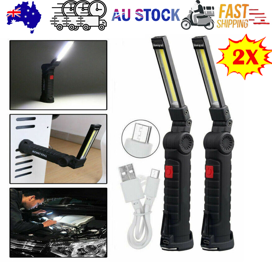 Portable COB LED Work Light Car Garage Mechanic USB Rechargeable Torch Lamp AU