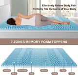 7 Zone Memory Foam Topper Mattress Toppers Cool Gel Pad Mat Medium Firm 8cm Thick 153cm x 203cm - Low Angle