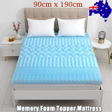 7 Zone Memory Foam Topper Mattress Toppers Cool Gel Pad Mat Medium Firm 8cm Thick 90cm x 190cm - Front View