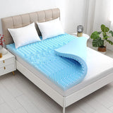 7 Zone Memory Foam Topper Mattress Toppers Cool Gel Pad Mat Medium Firm 8cm Thick 90cm x 190cm - Low Angle