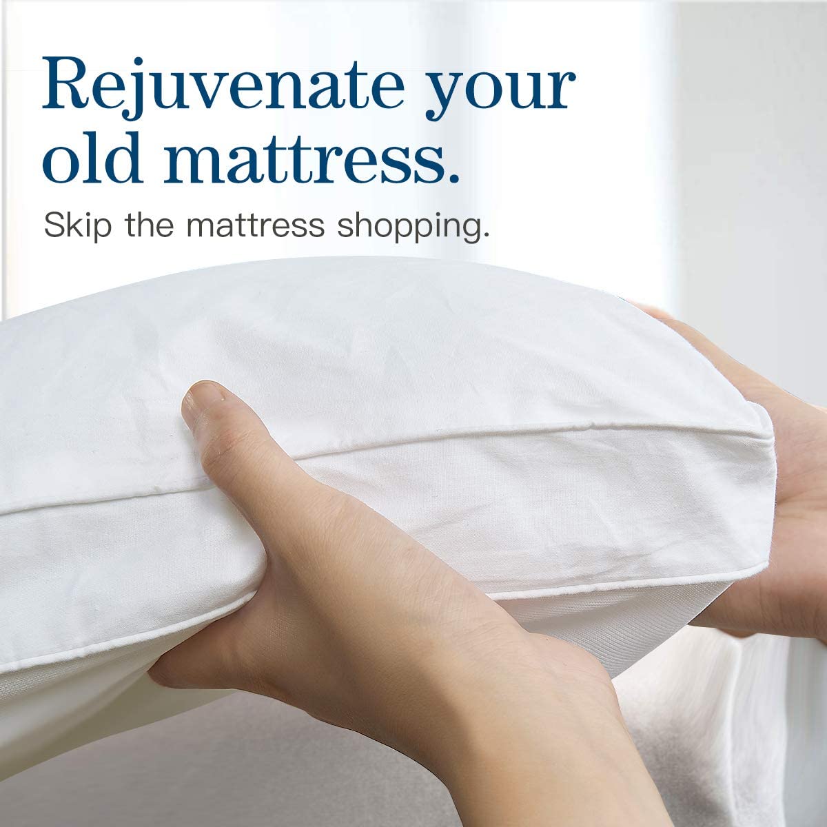 Bamboo Pillowtop Mattress Topper Luxury Bedding Mat Pad Protector Cover Queen 153 x 203 cm