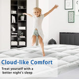 Bamboo Pillowtop Mattress Topper Luxury Bedding Mat Pad Protector Cover Single 90 x 190 cm - Rear View