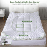 Bamboo Pillowtop Mattress Topper Luxury Bedding Mat Pad Protector Cover Single 90 x 190 cm - Side View