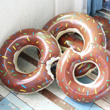 2pcs Coffee Inflatable Giant Donut Raft Swim Ring Float Swimming Pool Beach Lounge Pink Coff 120CM - Front View