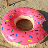 2pcs Pink Inflatable Giant Donut Raft Swim Ring Float Swimming Pool Beach Lounge Pink Coff 80CM - Top-Down View