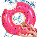 2pcs Pink Inflatable Giant Donut Raft Swim Ring Float Swimming Pool Beach Lounge Pink Coff 90CM - Side View