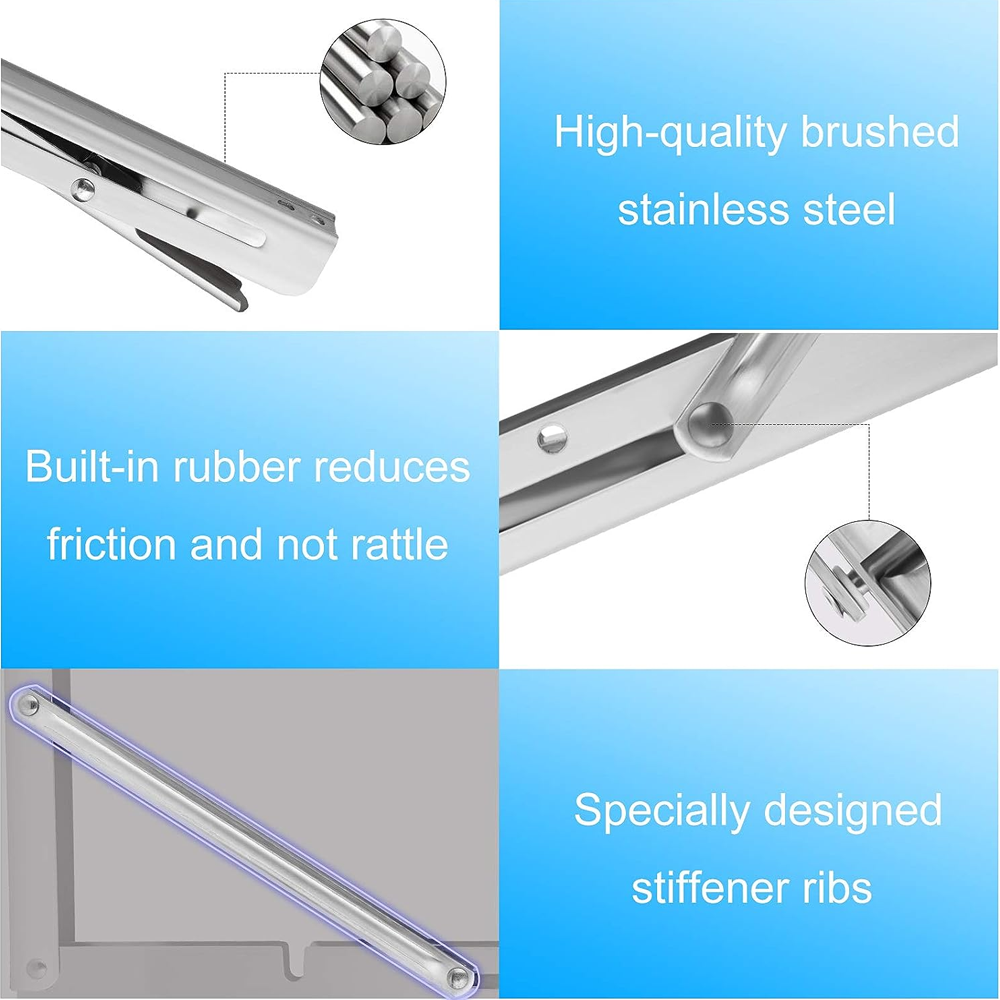 10"Stainless Steel Folding Table Bracket Shelf Bench 200kg Load Heavy Duty