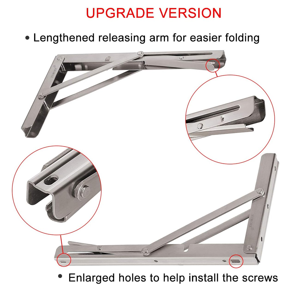 10"Stainless Steel Folding Table Bracket Shelf Bench 200kg Load Heavy Duty