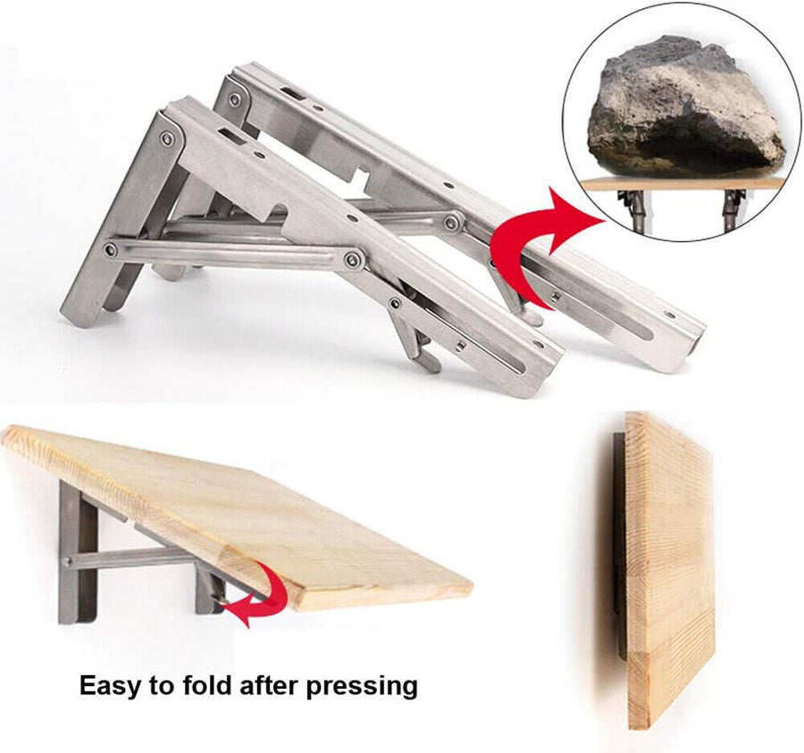 16"Stainless Steel Folding Table Bracket Shelf Bench 200kg Load Heavy Duty