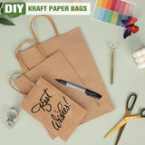 25pcs Bulk Kraft Paper Bags Gift Shopping Carry Craft Brown Retail Bag with Handles Au M - Side View
