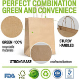 25pcs Bulk Kraft Paper Bags Gift Shopping Carry Craft Brown Retail Bag with Handles Au M - Top-Down View