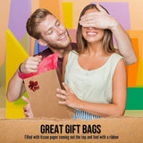 5pcs Bulk Kraft Paper Bags Gift Shopping Carry Craft Brown Retail Bag with Handles Au M - Side View