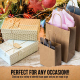 5pcs Bulk Kraft Paper Bags Gift Shopping Carry Craft Brown Retail Bag with Handles Au M - Close-Up Angle