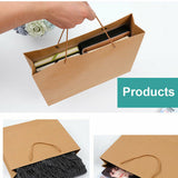 5pcs Bulk Kraft Paper Bags Gift Shopping Carry Craft Brown Retail Bag with Handles Au M - Low Angle