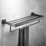 600mm 2 Layers Towel Shelf Storage Bath Stainless Steel Rack Rail Black - Side View