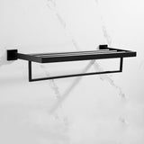 600mm 2 Layers Towel Shelf Storage Bath Stainless Steel Rack Rail Black - Top-Down View