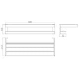 600mm 2 Layers Towel Shelf Storage Bath Stainless Steel Rack Rail Black - Rear View