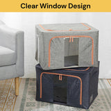 Foldable Storage Box Crushed Steel Frame Clothes Quilt Toys Organizer 60L  Random color - Side View