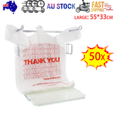 50X Plastic Shopping Bags - Reusable Recyclable Singlet Eco Grocery Carry Bag large
