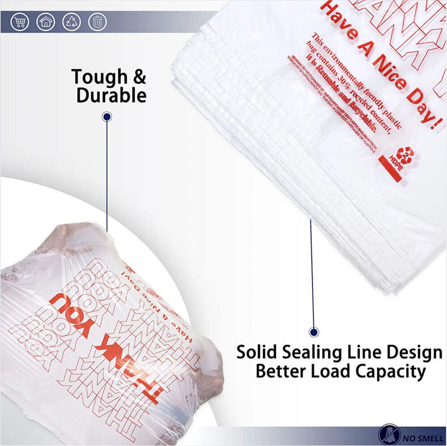 50X Plastic Shopping Bags - Reusable Recyclable Singlet Eco Grocery Carry Bag Small