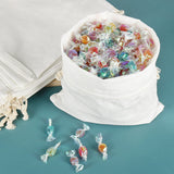 50Pcs 15X20cm Drawstring Storage Bags Calico Bags Linen Tote Gift Bag Bulk - Close-Up Angle