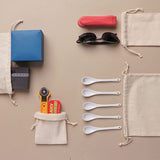 50Pcs 20X30cm Drawstring Storage Bags Calico Bags Linen Tote Gift Bag Bulk - Side View