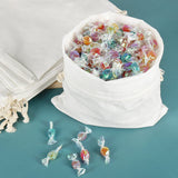 50Pcs 20X30cm Drawstring Storage Bags Calico Bags Linen Tote Gift Bag Bulk