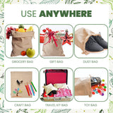 50Pcs 20X30cm Drawstring Storage Bags Calico Bags Linen Tote Gift Bag Bulk - Rear View