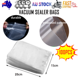 100X Vacuum Sealer Bags Precut Food Storage Saver Heat Seal Cryovac BPA-Free 15x25cm