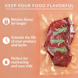 4 Roll VACUUM FOOD SEALER BAGS SAVER SEAL ROLLS STORAGE COMMERCIAL HEAT GRADE 25CMX6M - Low Angle