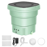 Mini Washing Machine Bucket Folding Portable Laundry Machine Clothes Washing green - Side View