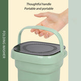 Mini Washing Machine Bucket Folding Portable Laundry Machine Clothes Washing green - Rear View