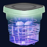 Mini Washing Machine Bucket Folding Portable Laundry Machine Clothes Washing green - Low Angle