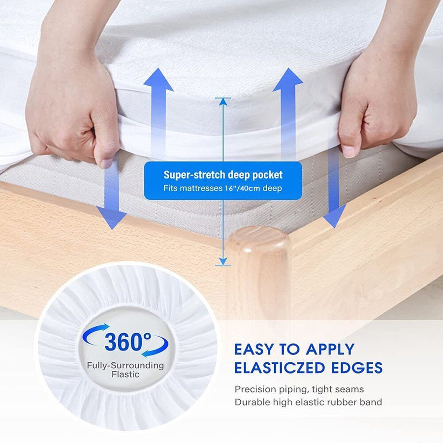Fully Fitted Waterproof Cotton / Non Woven Mattress Protector Cover Double