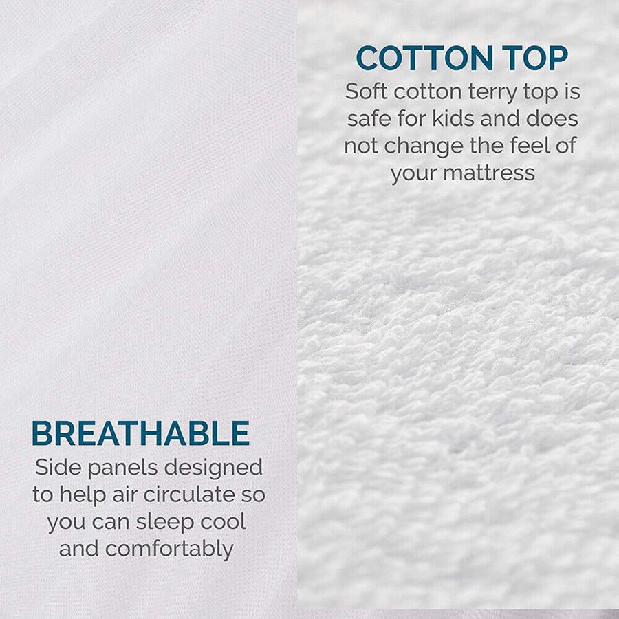 Fully Fitted Waterproof Cotton / Non Woven Mattress Protector Cover Double