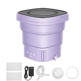 Mini Washing Machine Bucket Folding Portable Laundry Machine Clothes Washing purple - Top-Down View
