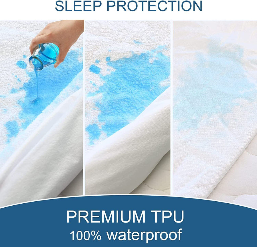 100% Terry Cotton Fitted Mattress Protector Waterproof King, image 4