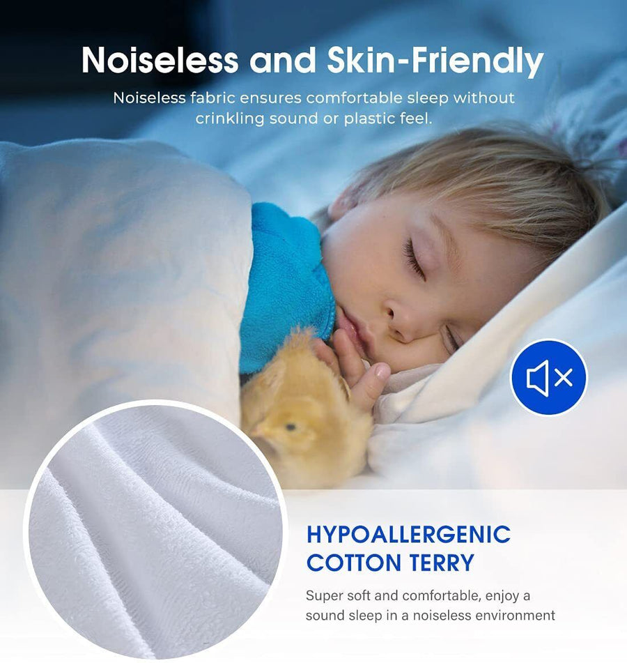 100% Terry Cotton Fitted Mattress Protector Waterproof King, image 6