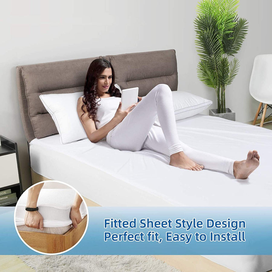 100% Terry Cotton Fitted Mattress Protector Waterproof King, image 7
