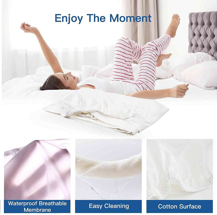 100% Terry Cotton Fitted Mattress Protector Waterproof King, image 9
